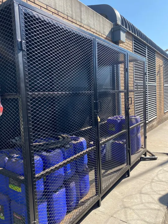 Protected pump equipment inside a safety enclosure
